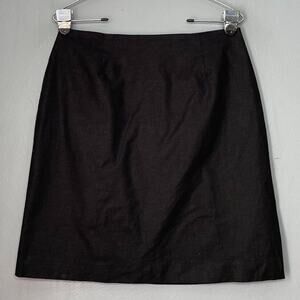 Harris Wallace Skirt Size 10 Petite Short Linen Minimalist Dark Career Vacation